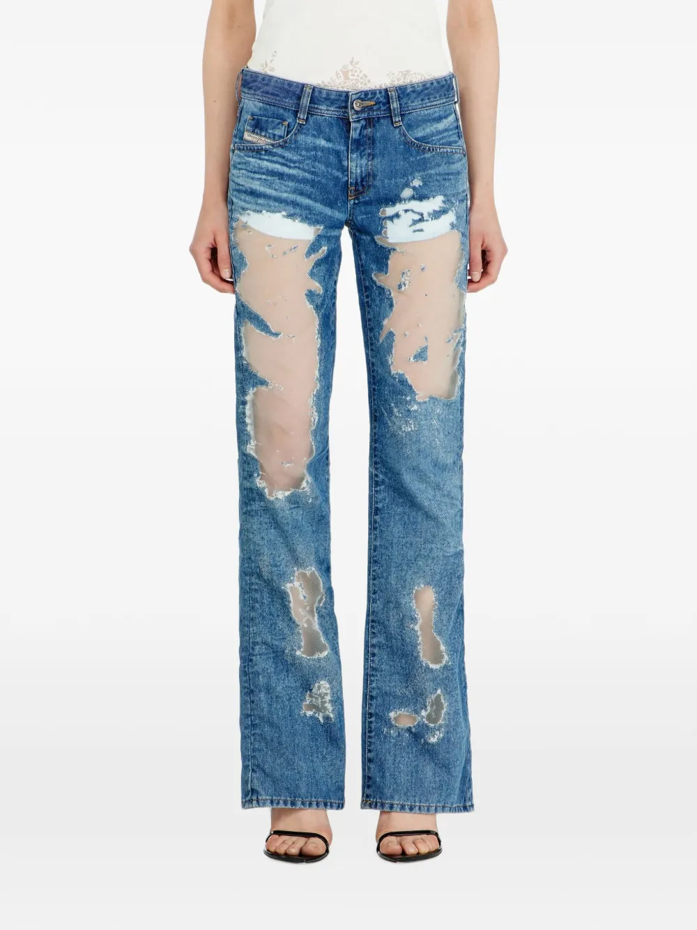 Diesel x Tinder 1969 D-Ebbey distressed-effect jeans - Blau