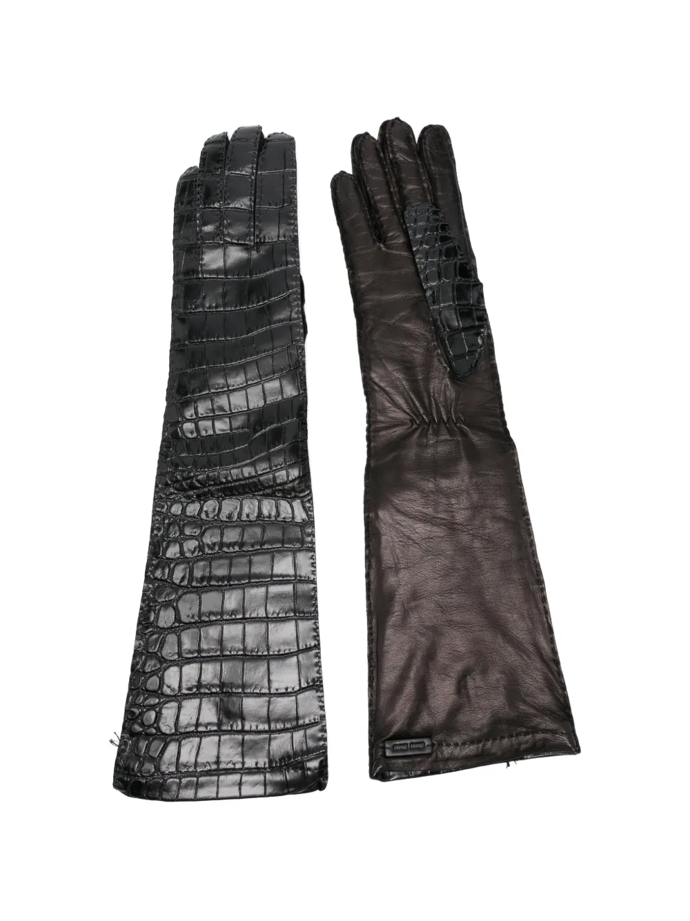Miu Miu Pre-Owned crocodile-effect leather gloves - Nero