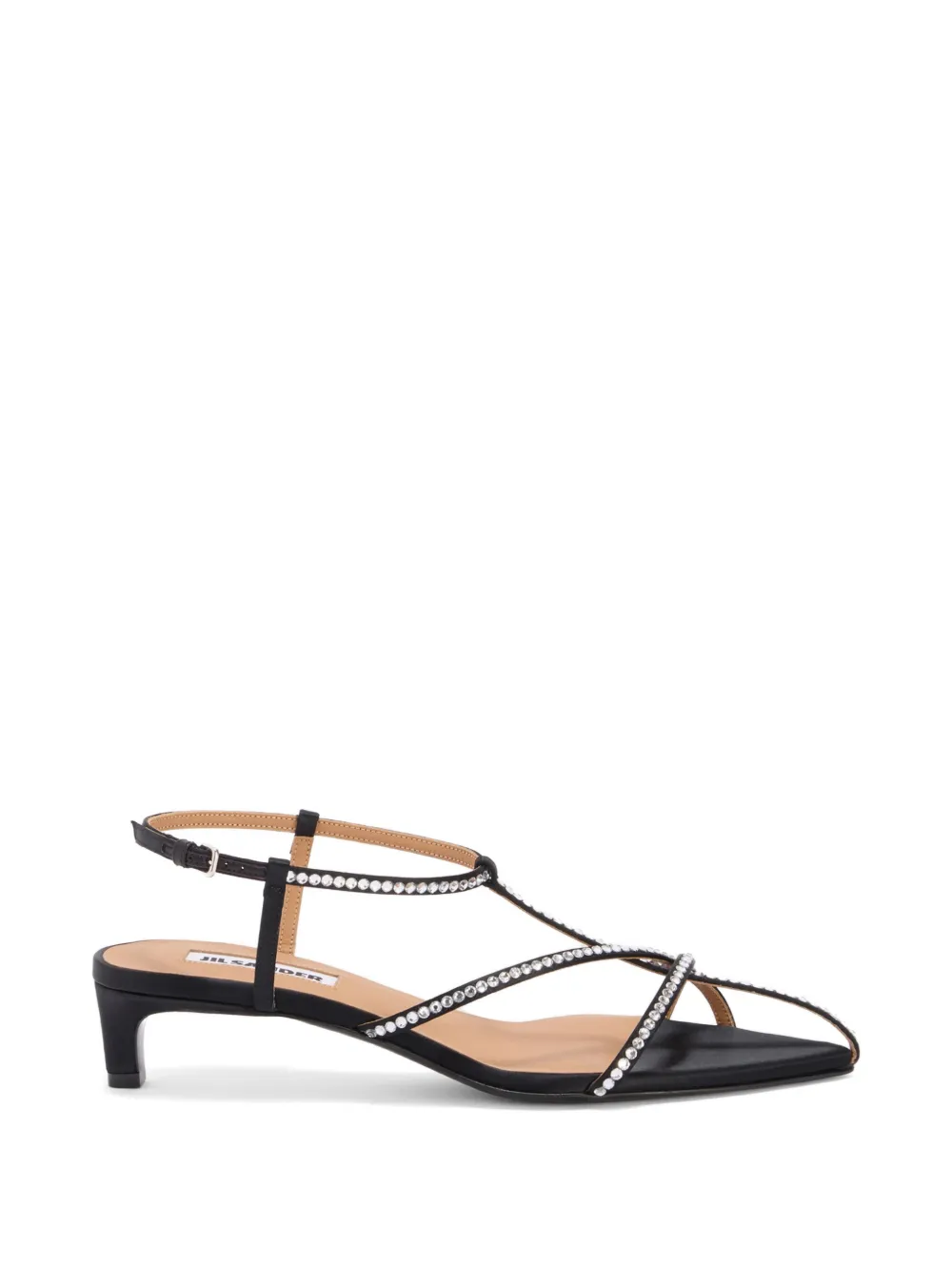 Jil Sander crystal-embellished pointed-toe sandals Zwart