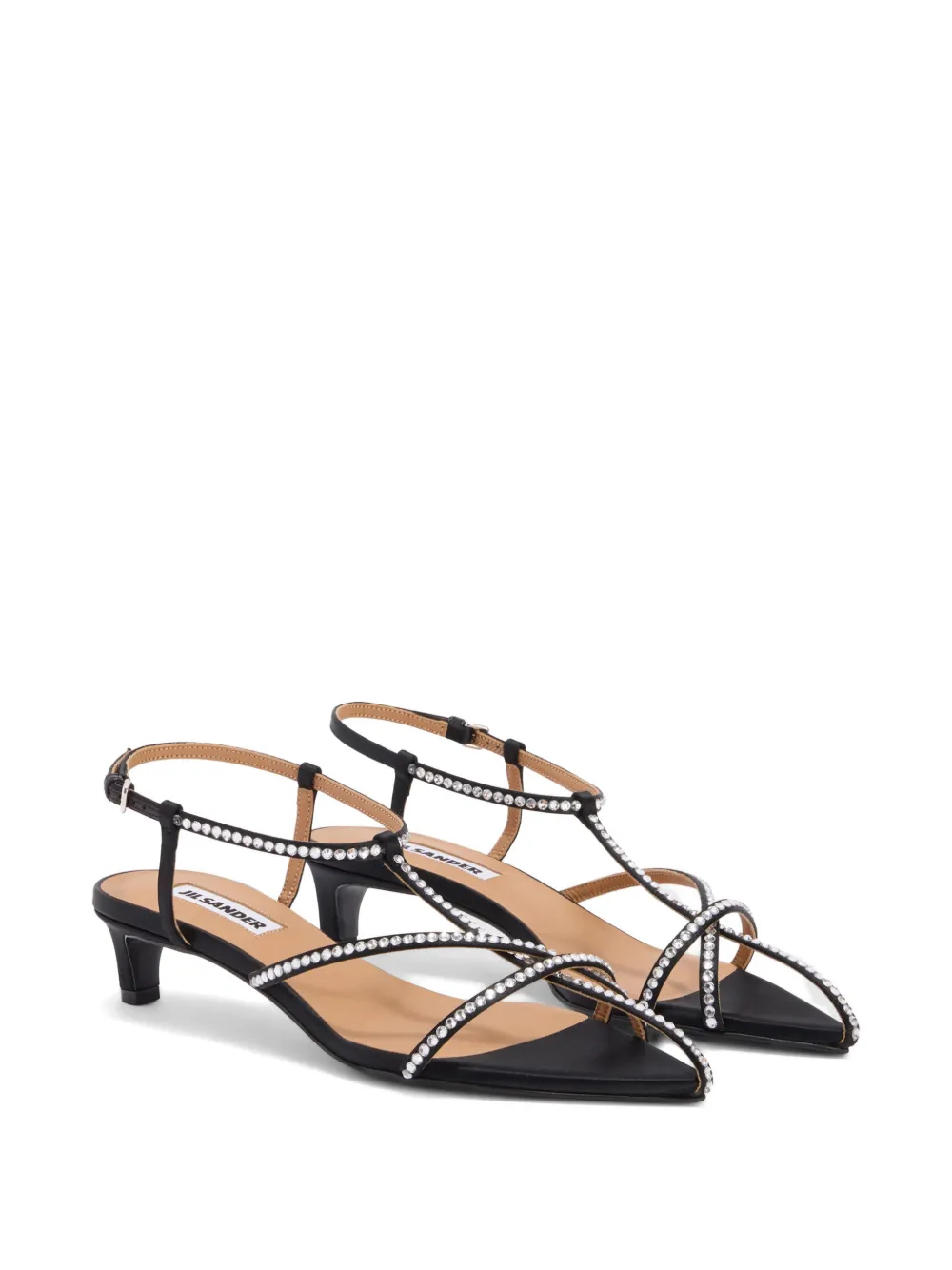 Jil Sander crystal-embellished pointed-toe sandals Zwart