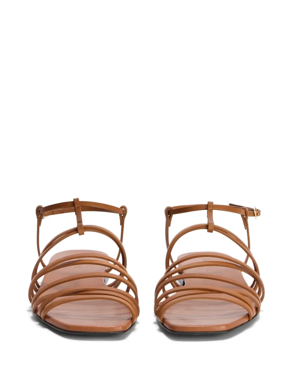 Jil Sander Platte leren sandalen Bruin
