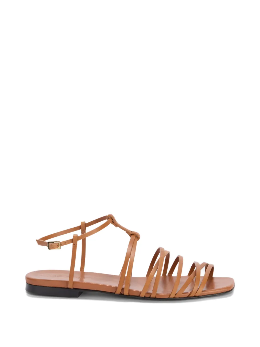 Jil Sander Platte leren sandalen Bruin