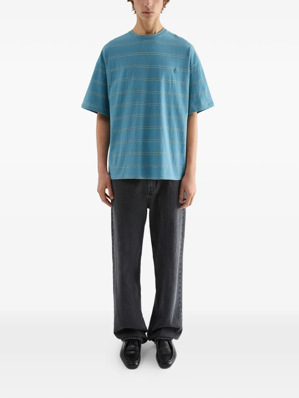 Jil Sander Gestreept T-shirt Blauw