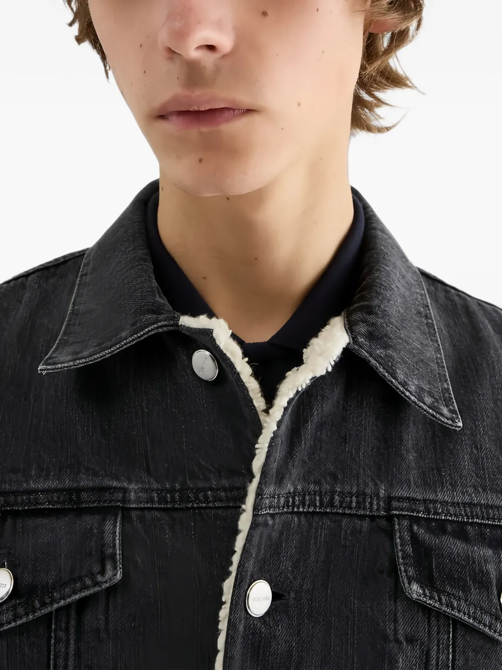 Jil Sander Denim gilet met fleece voering Grijs