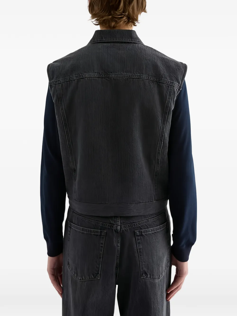 Jil Sander Denim gilet met fleece voering Grijs