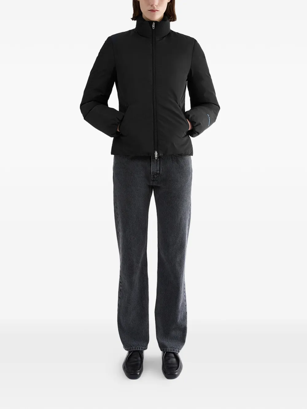 Jil Sander Donsjack met logoprint Zwart