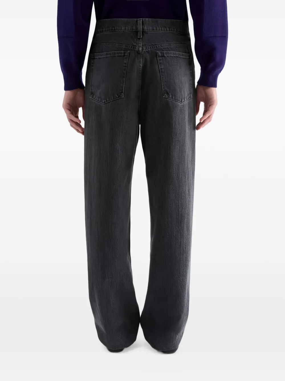 Jil Sander Ruimvallende denim broek met -logo en reliëf Grijs
