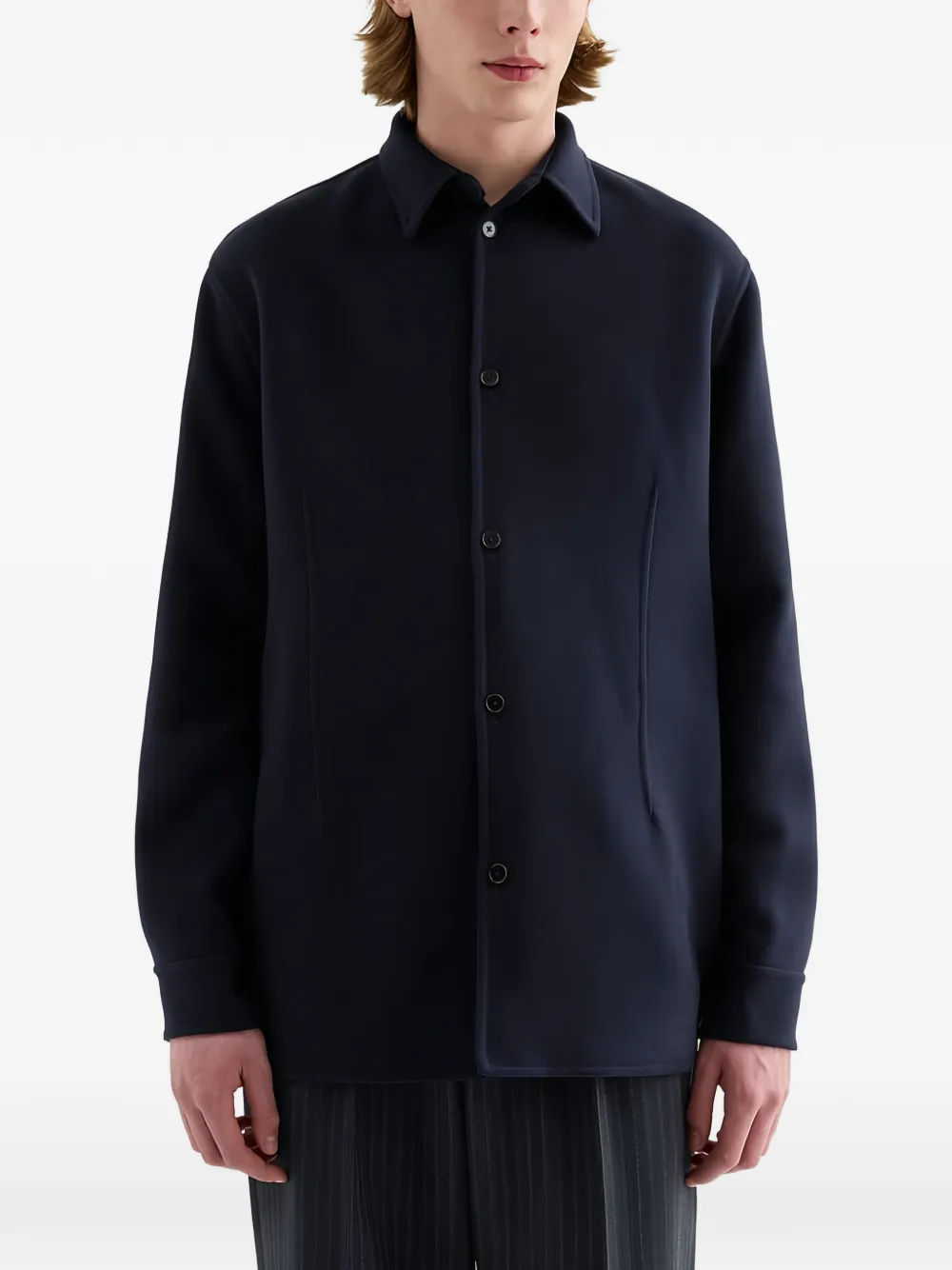 Jil Sander Wollen shirtjack Blauw
