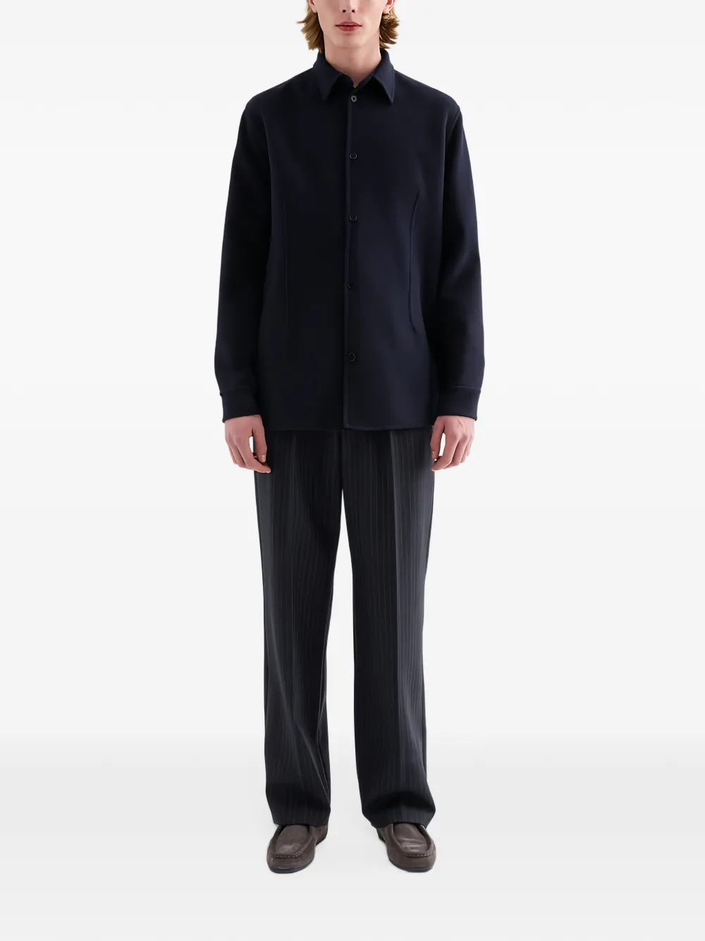 Jil Sander Wollen shirtjack Blauw