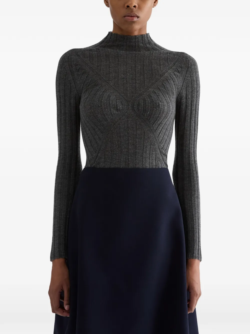 Jil Sander Geribbelde trui met hoge hals Grijs
