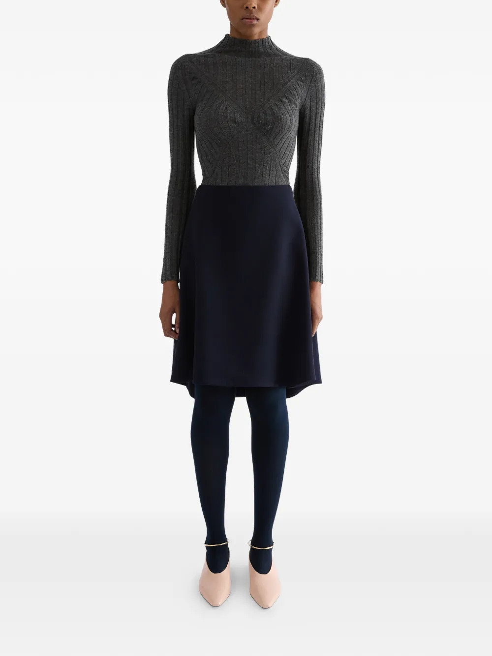 Jil Sander Geribbelde trui met hoge hals Grijs