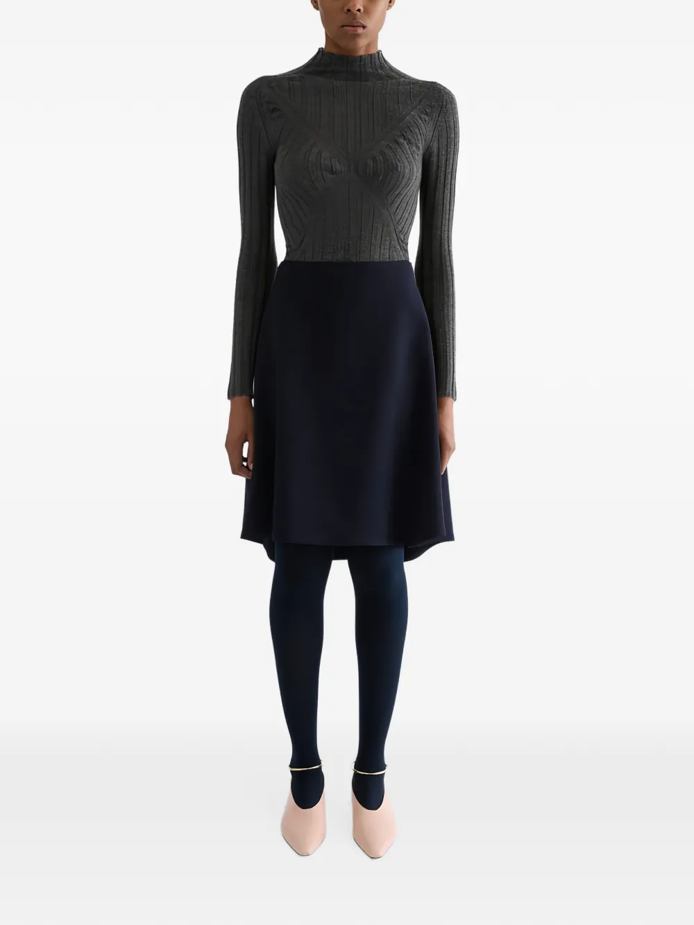 Jil Sander Geribbelde trui met hoge hals Grijs