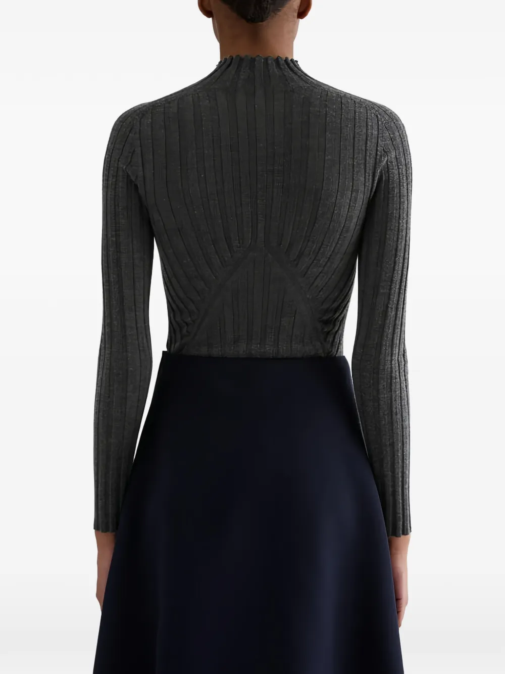 Jil Sander Geribbelde trui met hoge hals Grijs