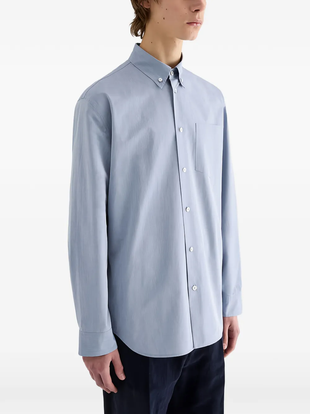 Jil Sander Button-down oervhemd met borstzak Blauw