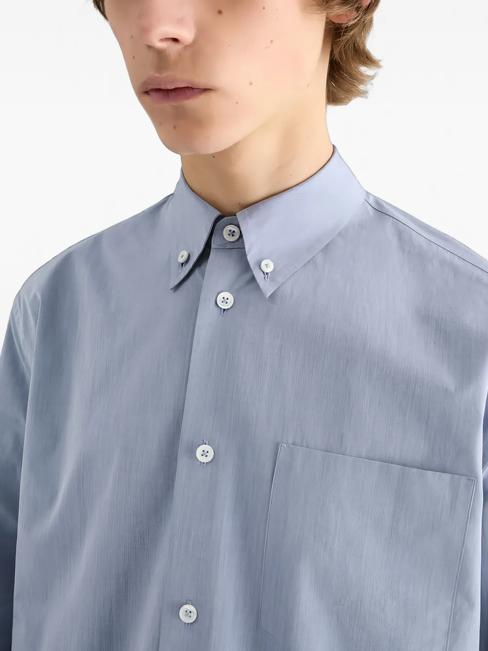 Jil Sander Button-down oervhemd met borstzak Blauw