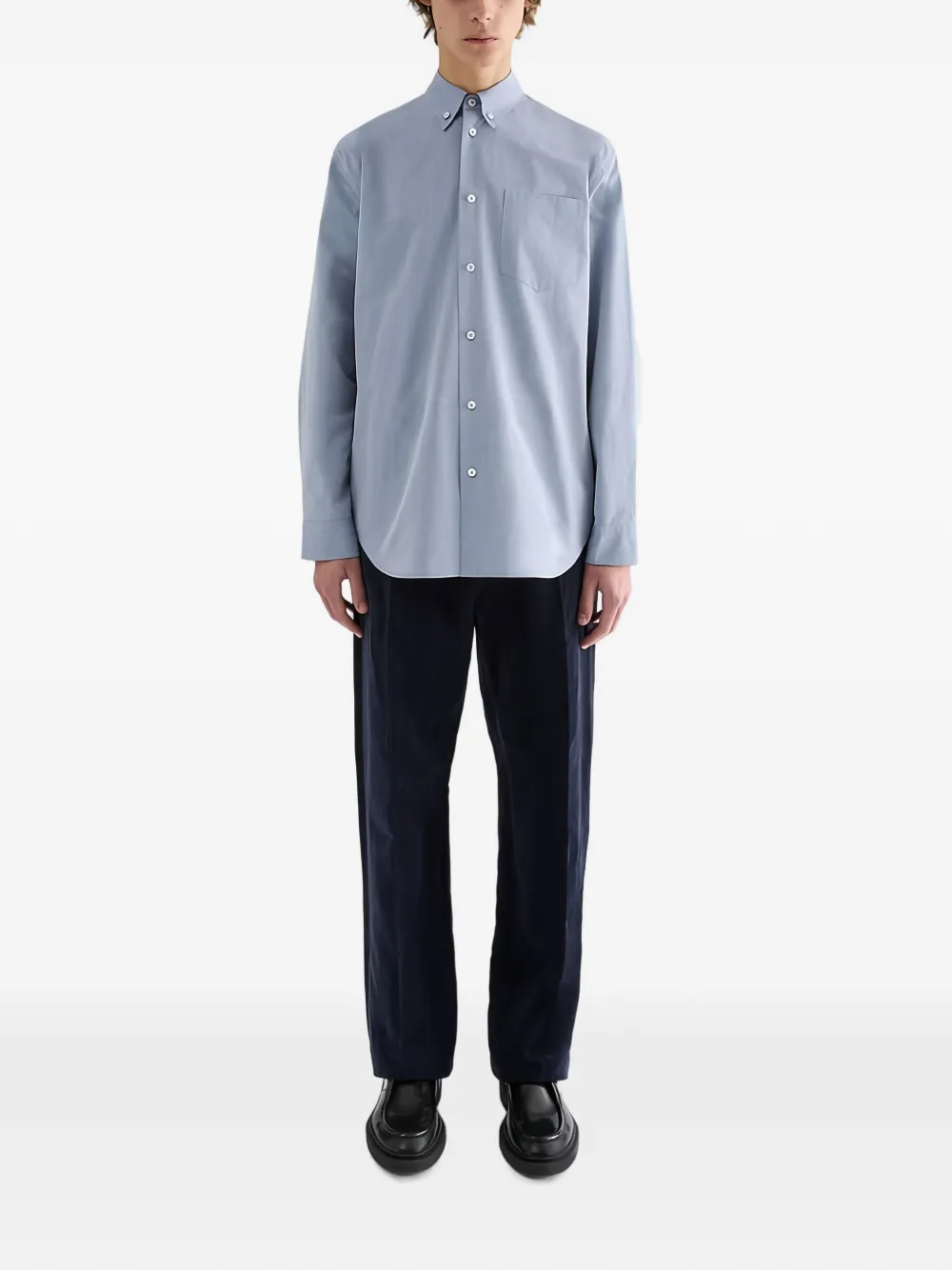 Jil Sander Button-down oervhemd met borstzak Blauw