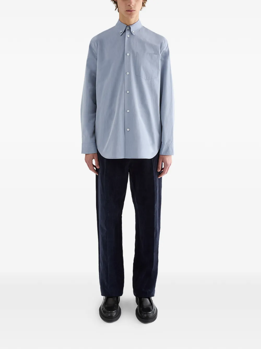 Jil Sander Button-down oervhemd met borstzak Blauw