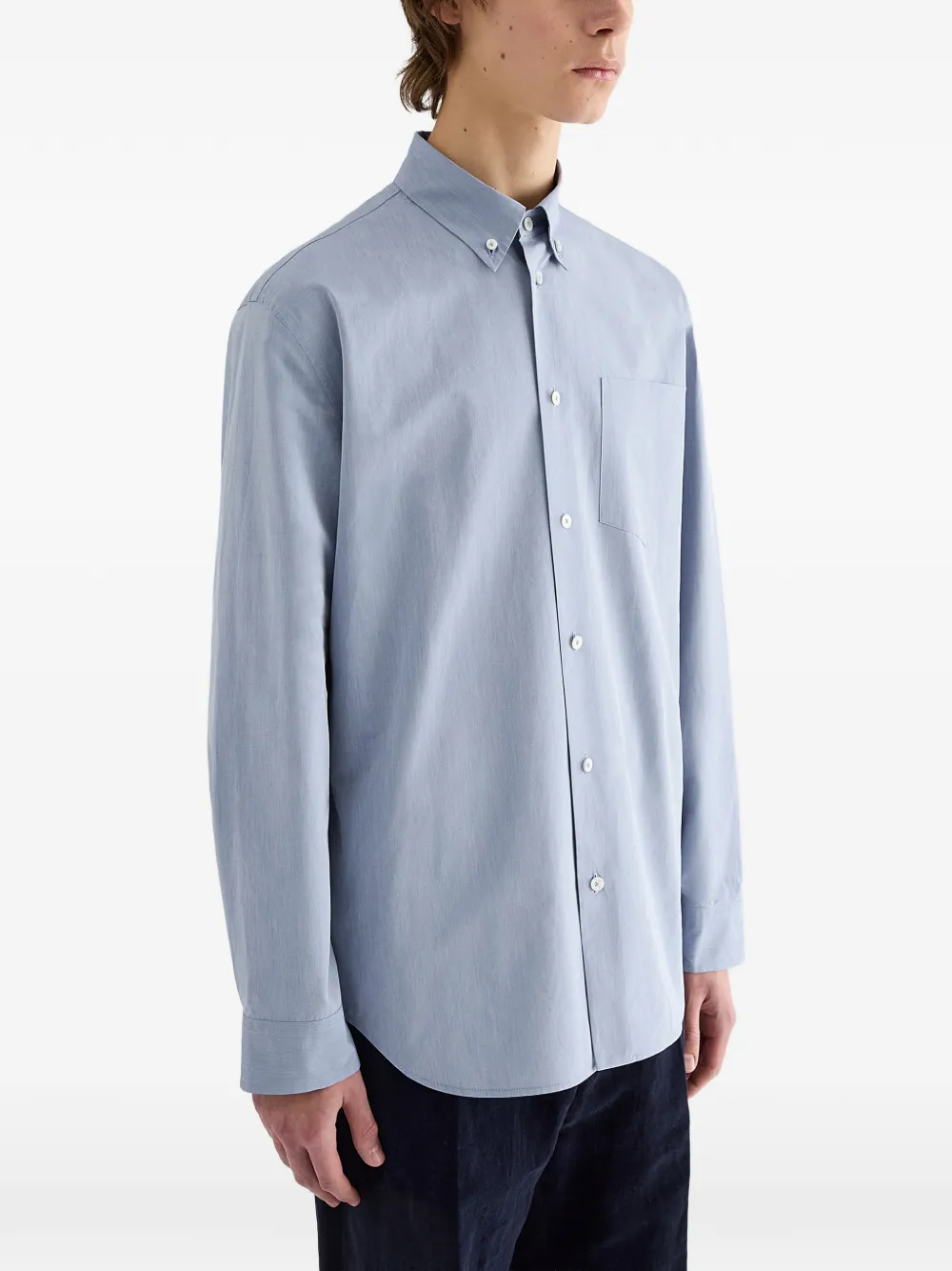 Jil Sander Button-down oervhemd met borstzak Blauw