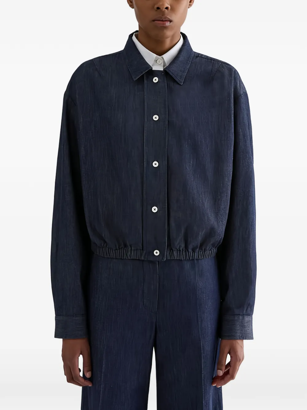 Jil Sander katoenen jack met elastische afwerking Blauw