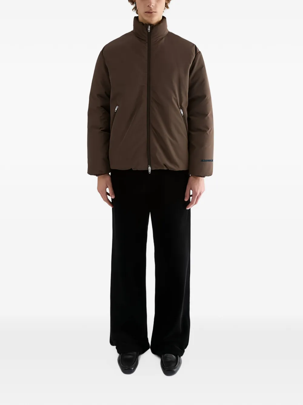 Jil Sander Donsjack met logoprint Bruin