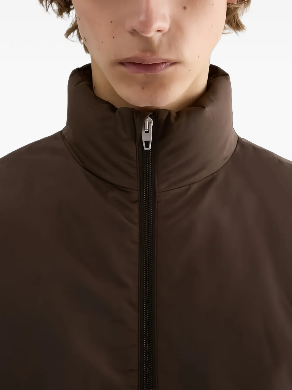 Jil Sander Donsjack met logoprint Bruin
