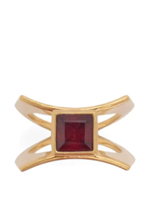 Jil Sander garnet-embellished engraved ring