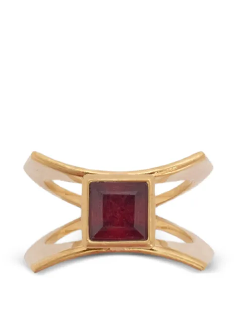 Jil Sander garnet-embellished engraved ring