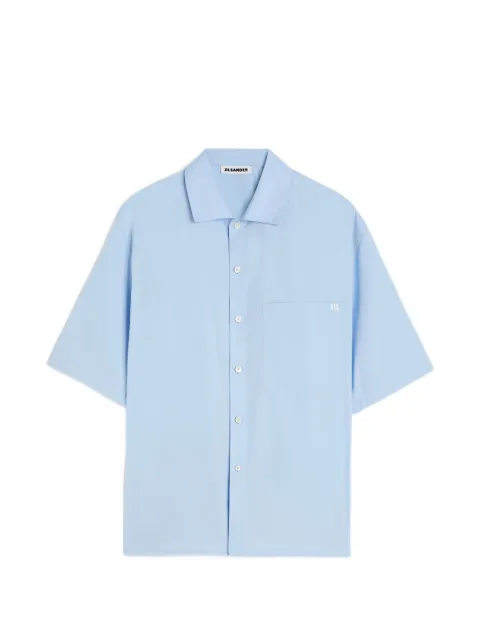 Jil Sander boxy-fit short-sleeved lightweight cotton poplin shirt with single chest pocket and embroidered JIL logo