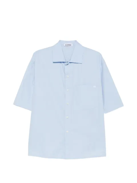 Jil Sander boxy-fit short-sleeved lightweight cotton poplin shirt with single chest pocket and embroidered JIL logo