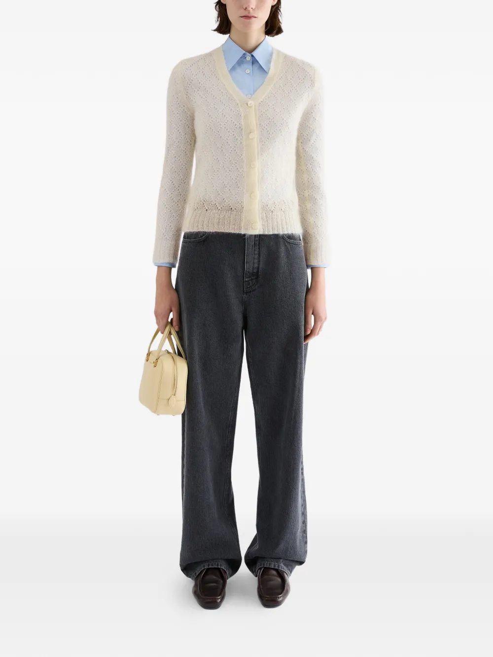 Jil Sander Vest van mohairblend met kant Wit