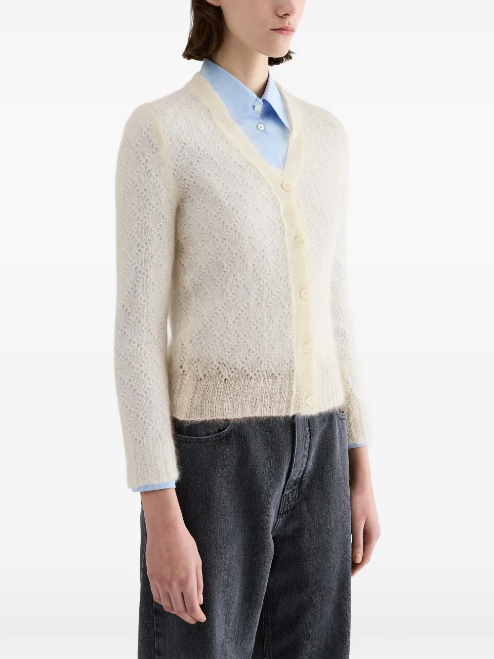 Jil Sander Vest van mohairblend met kant Wit