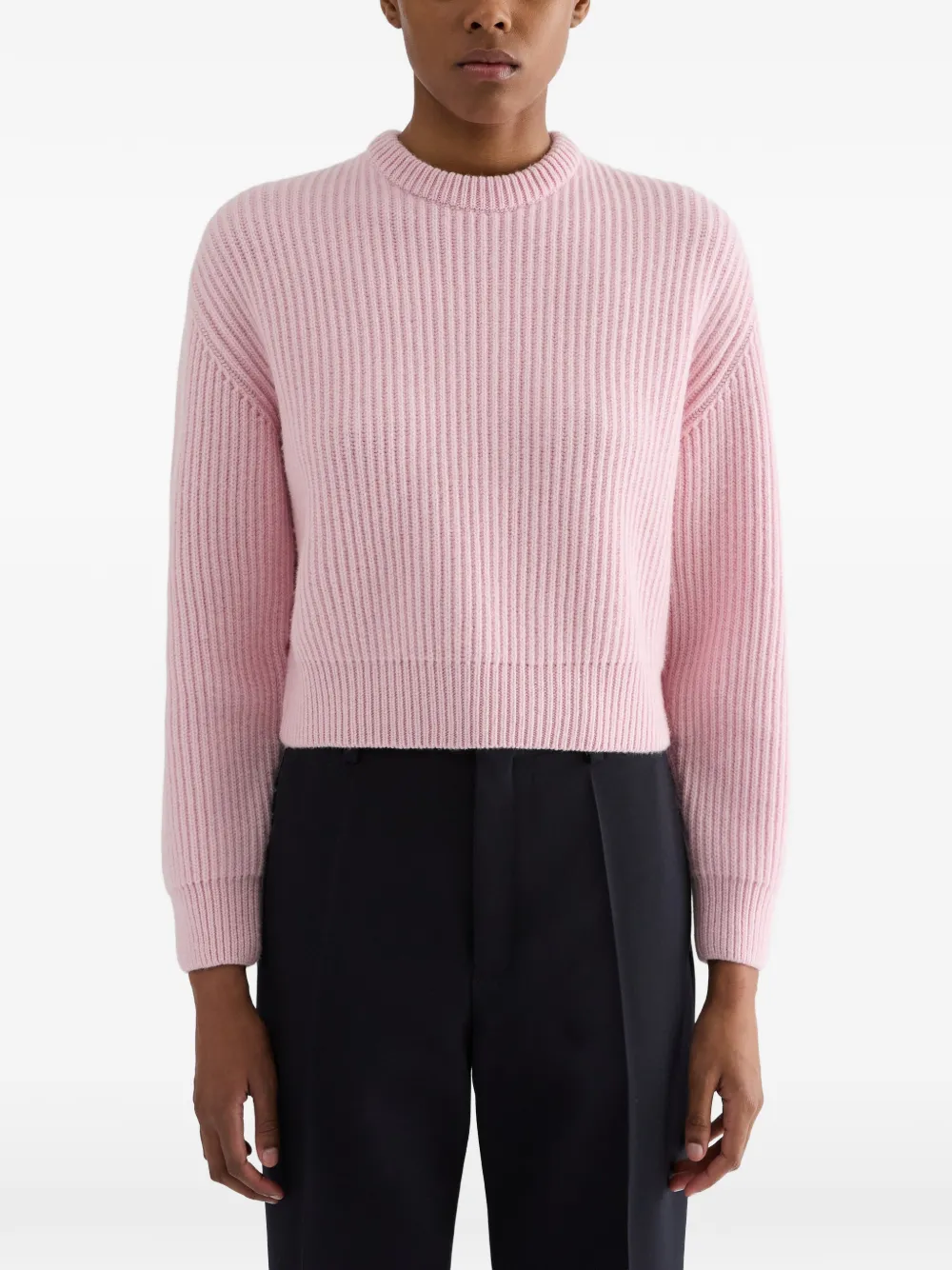 Jil Sander Ribgebreide sweater Roze