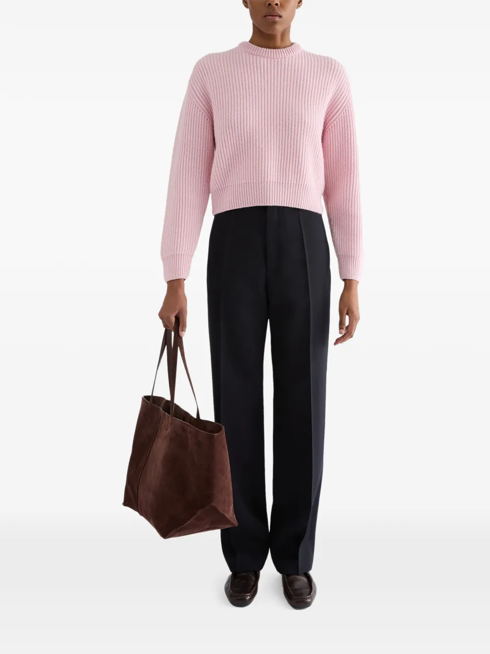 Jil Sander Ribgebreide sweater Roze