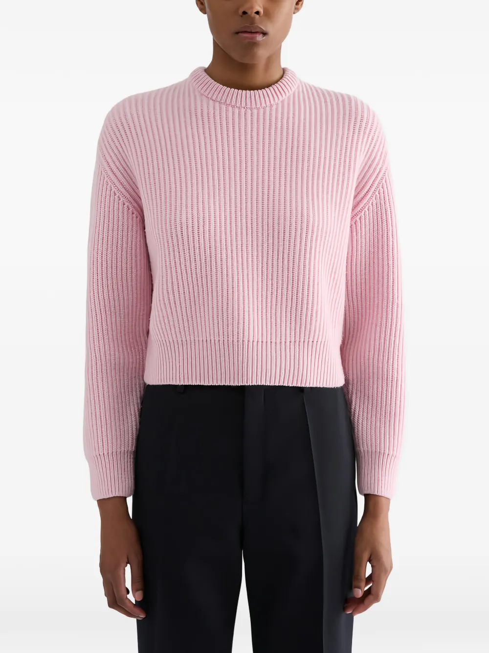 Jil Sander Ribgebreide sweater Roze
