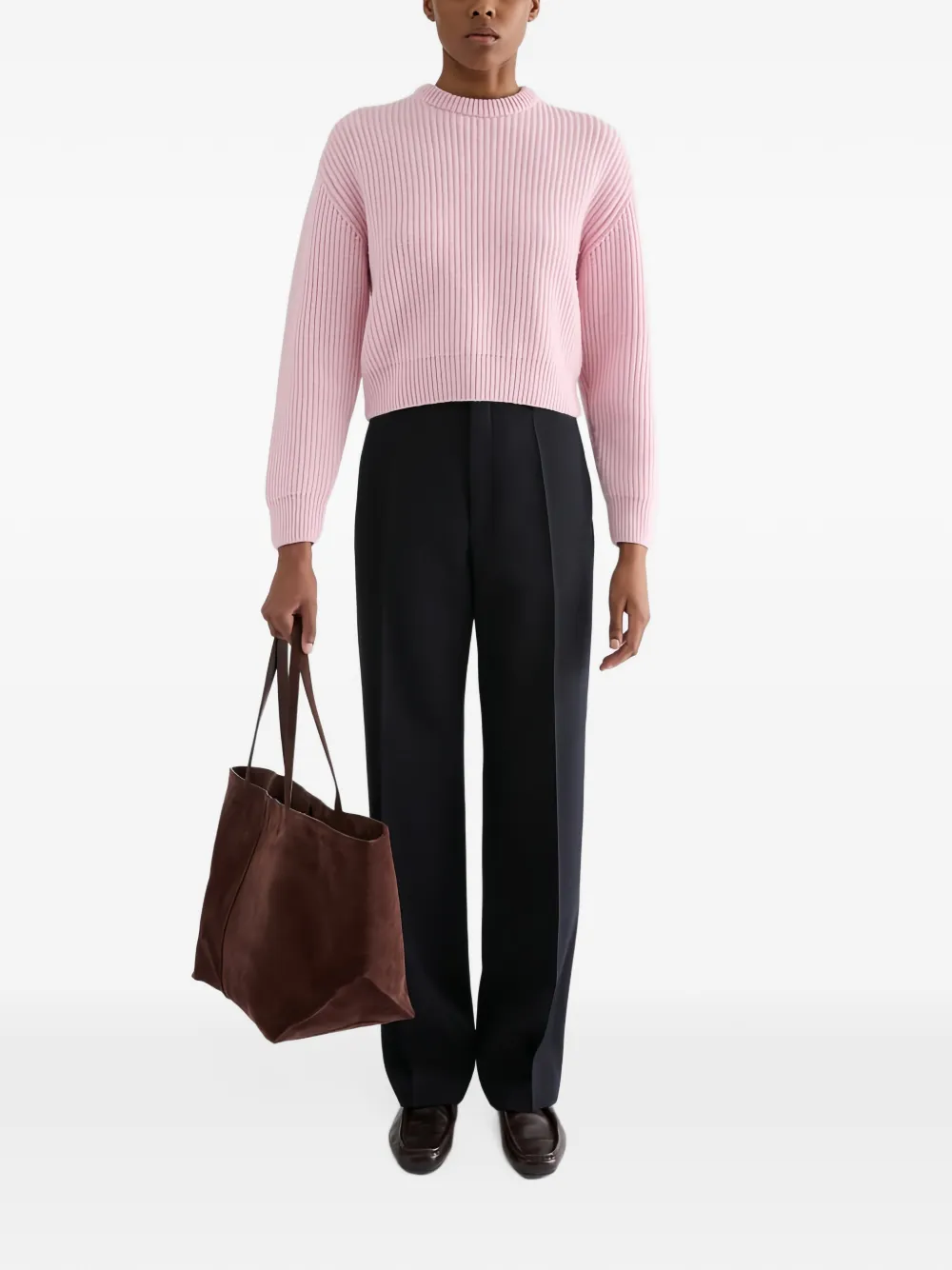 Jil Sander Ribgebreide sweater Roze
