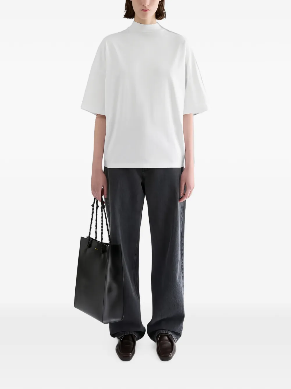Jil Sander Boxy-fit T-shirt met opstaande hals Wit