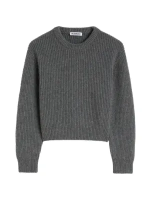 Jil Sander Wool Blend Cropped Sweater | Blue | FARFETCH