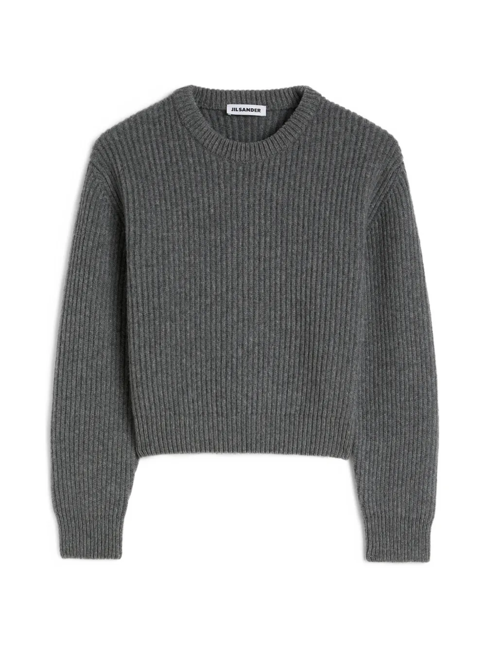 Jil Sander Geribbelde wollen cropped trui met ronde hals Grijs