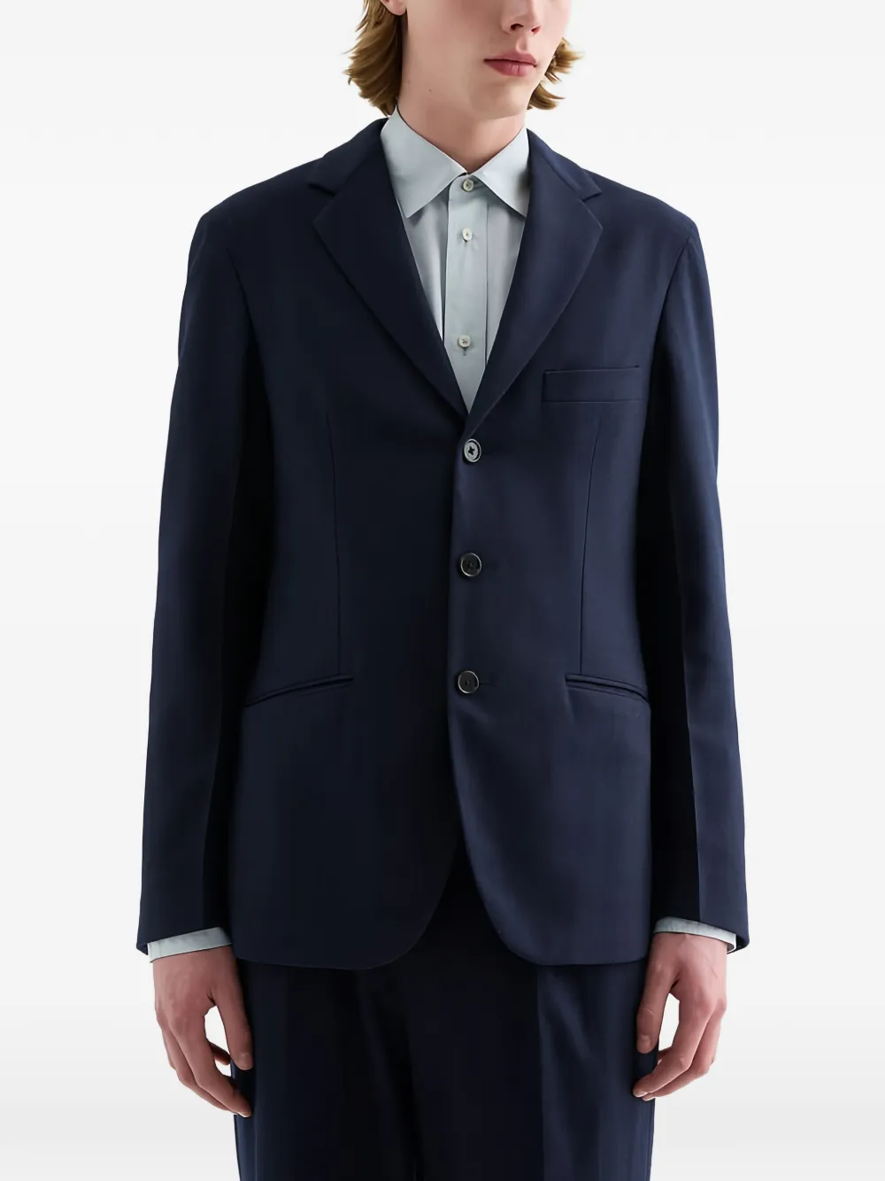 Jil Sander Wollen blazer van popeline Blauw