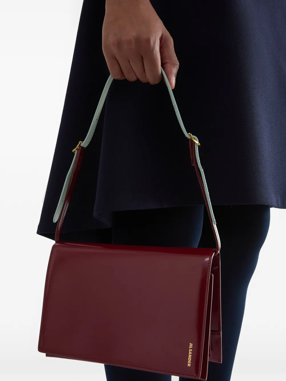 Jil Sander Klein File leren schoudertas Rood
