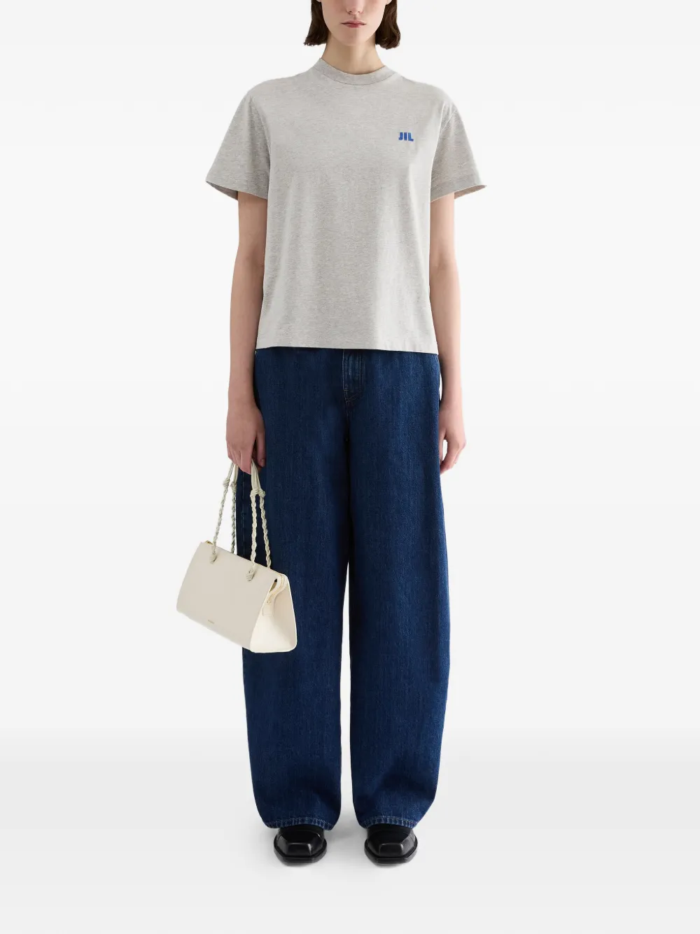 Jil Sander T-shirt met logodetail Grijs