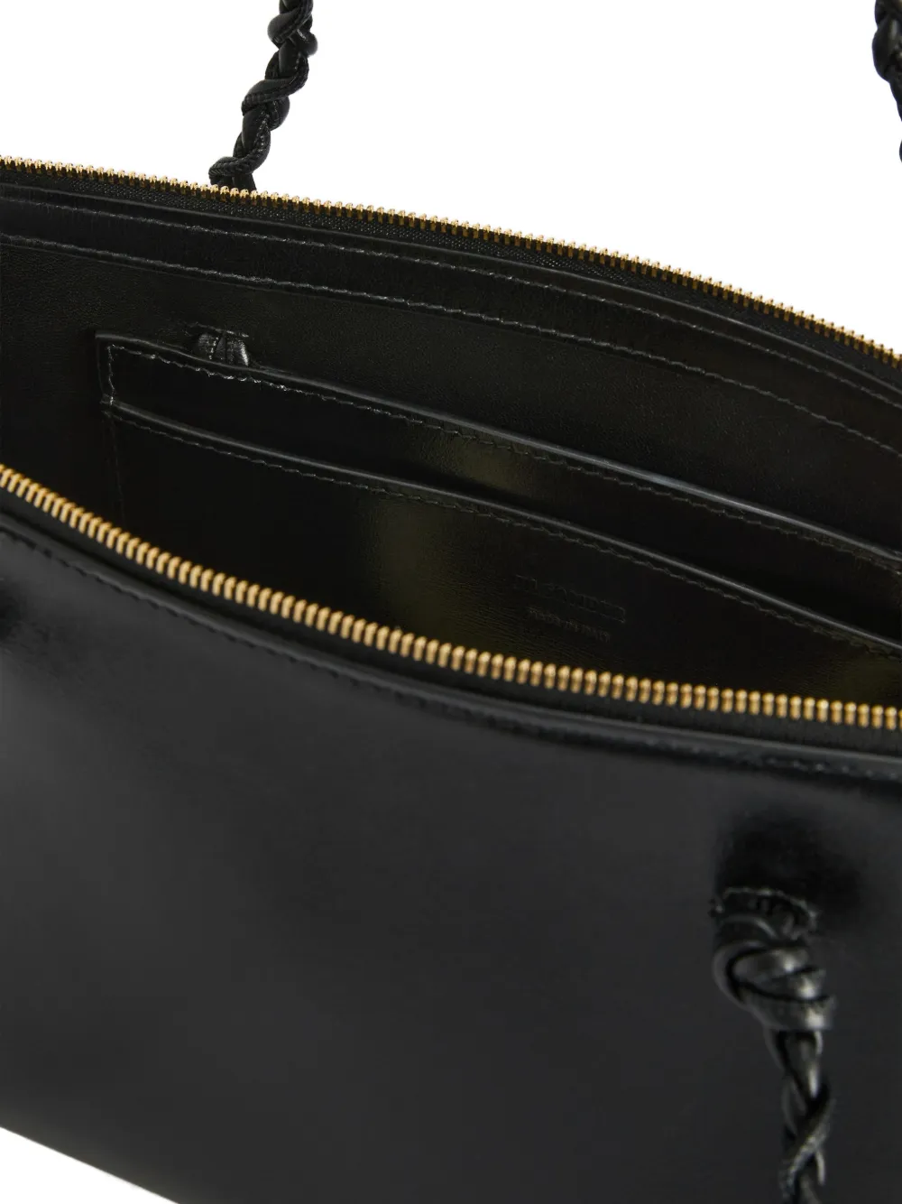 Jil Sander Tangle Tent leren shopper met handgeknoopte handvatten en -logo met reliëf Zwart