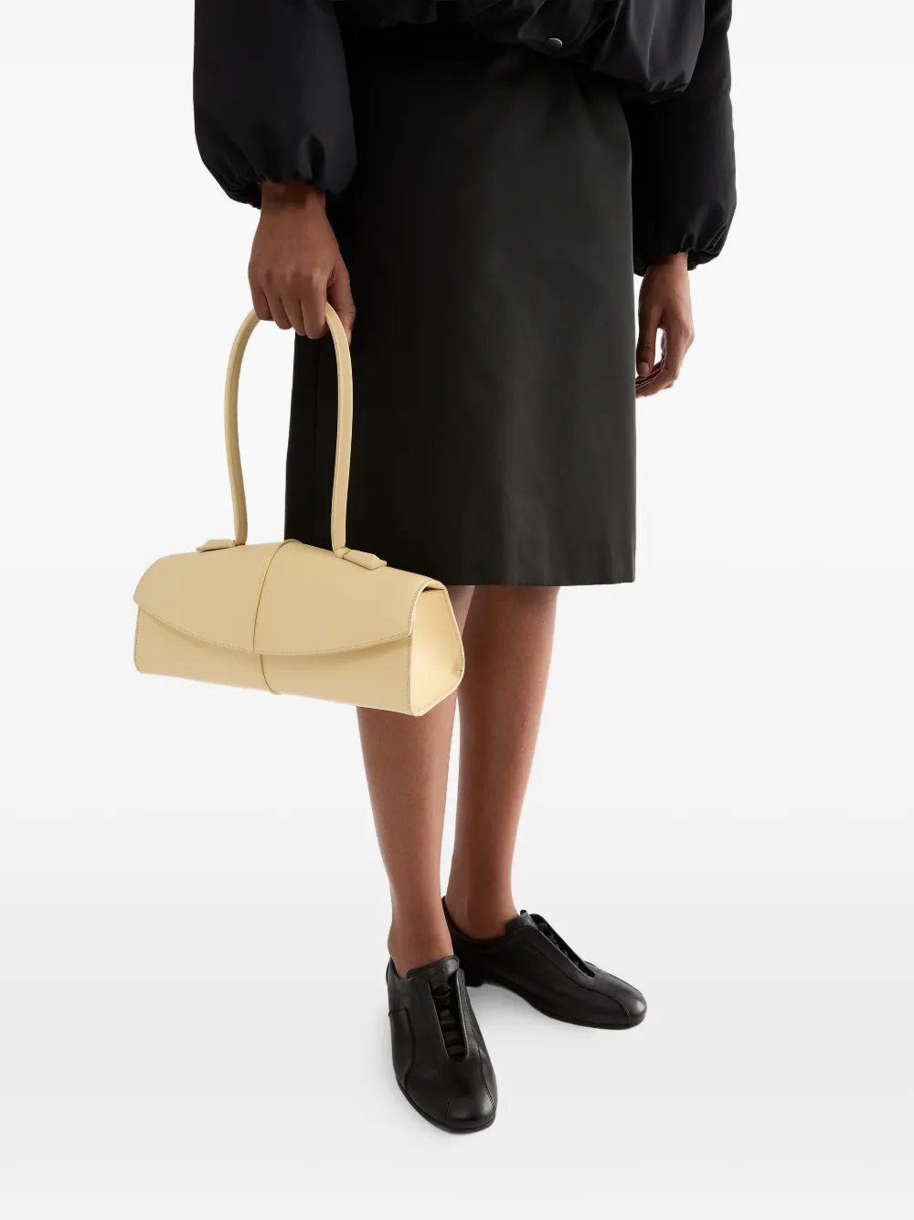 Jil Sander Linea leren schoudertas met afwerking Beige