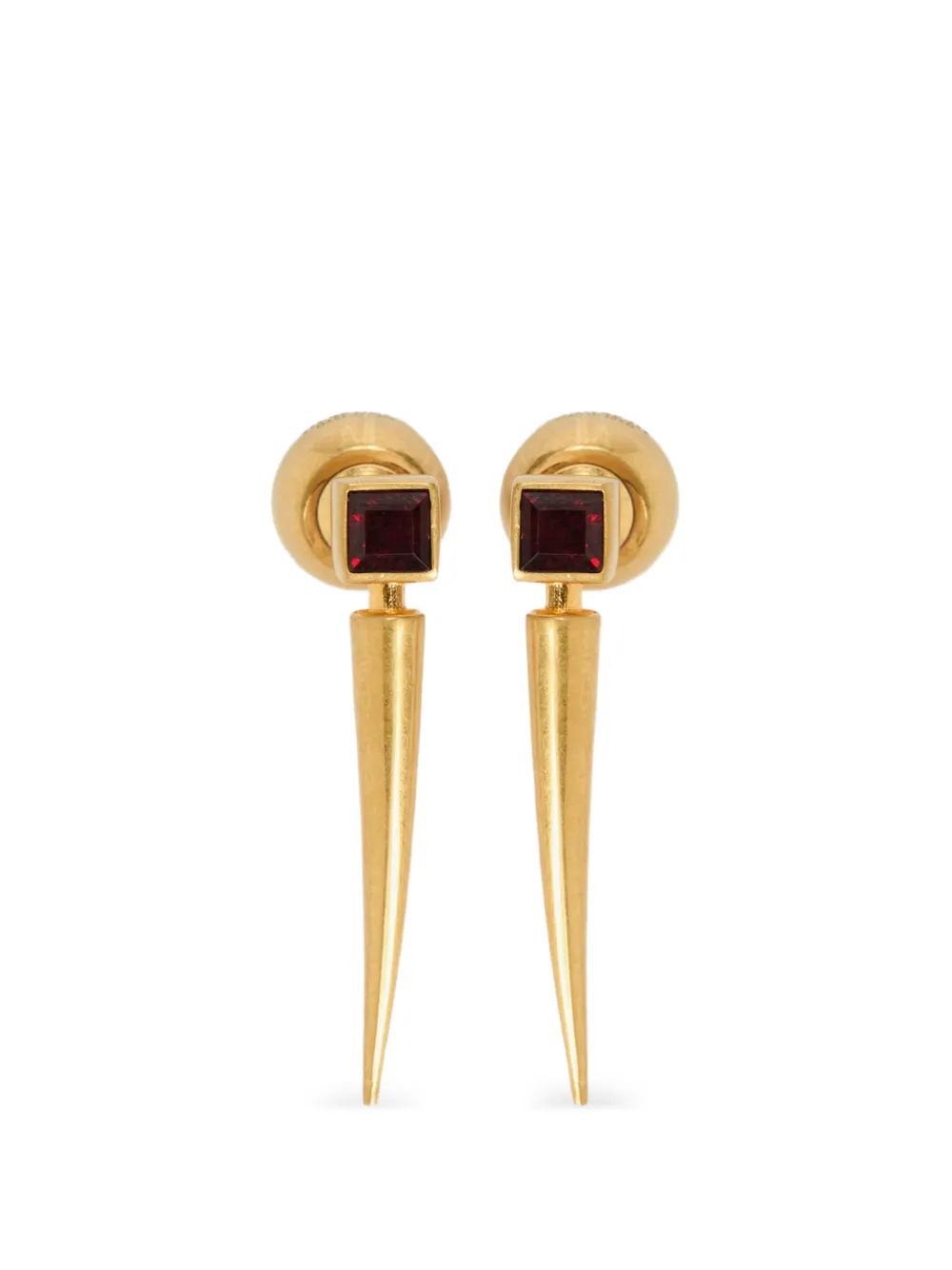Jil Sander garnet-embellished pointed earrings - Yellow