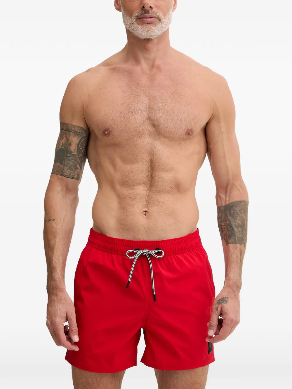 BOGNER FIRE+ICE Nelson logo-patch drawstring-waist swim shorts - Rosso
