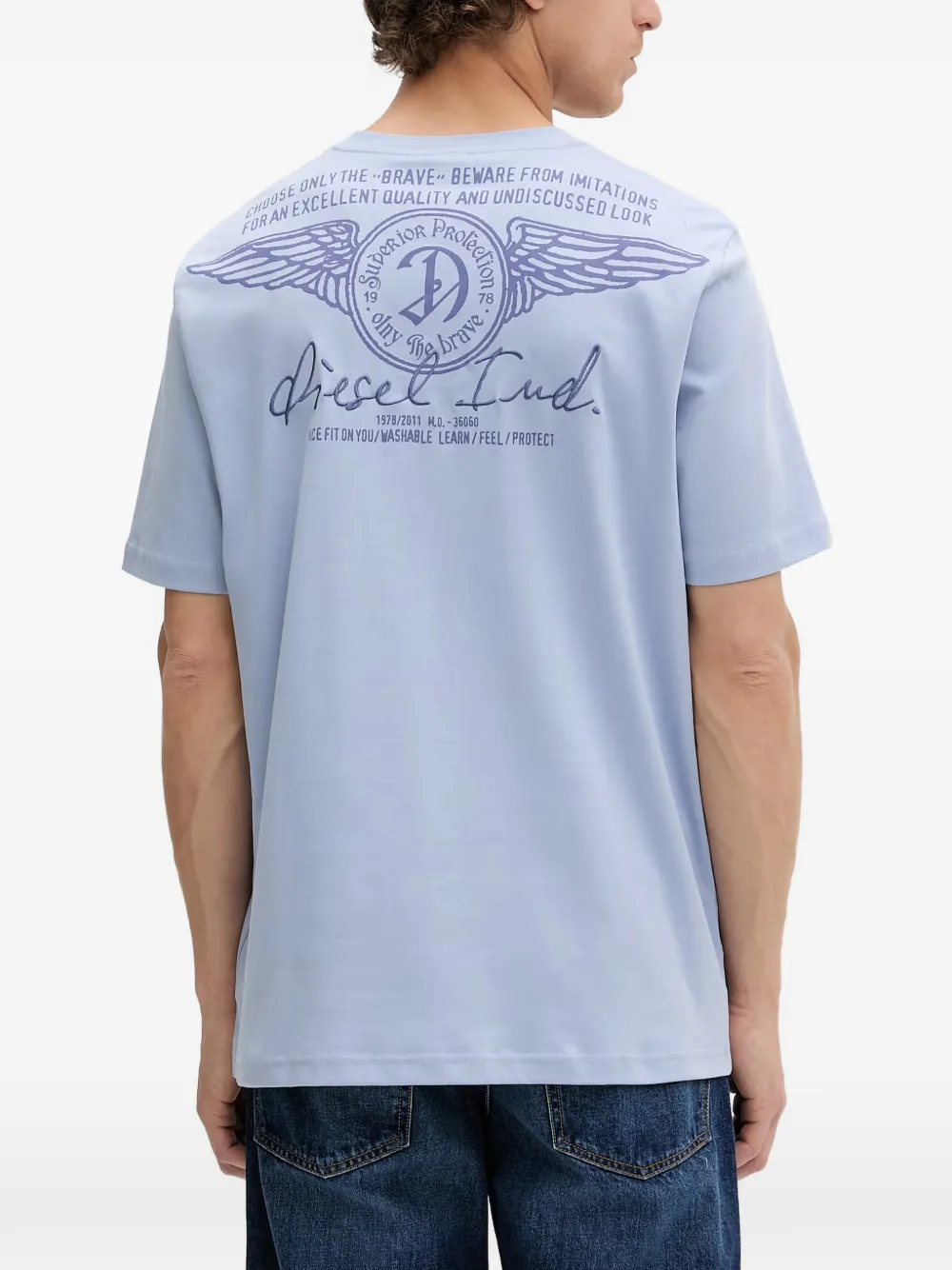 Diesel T-ADJUST-V11 T-shirt met logo-print Blauw