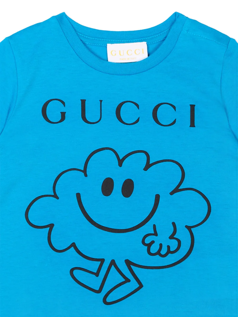Gucci Kids Katoenen T-shirt met logoprint Blauw