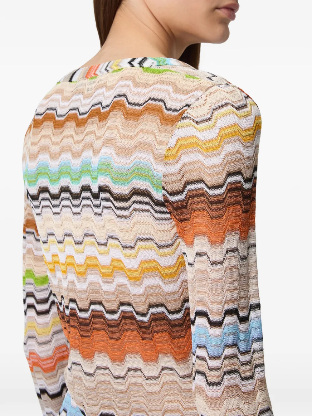 Missoni Mini-jurk met zigzag-patroon en V-hals Beige