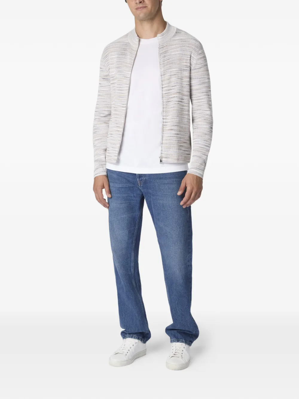 Missoni Geribbeld vest met rits Beige