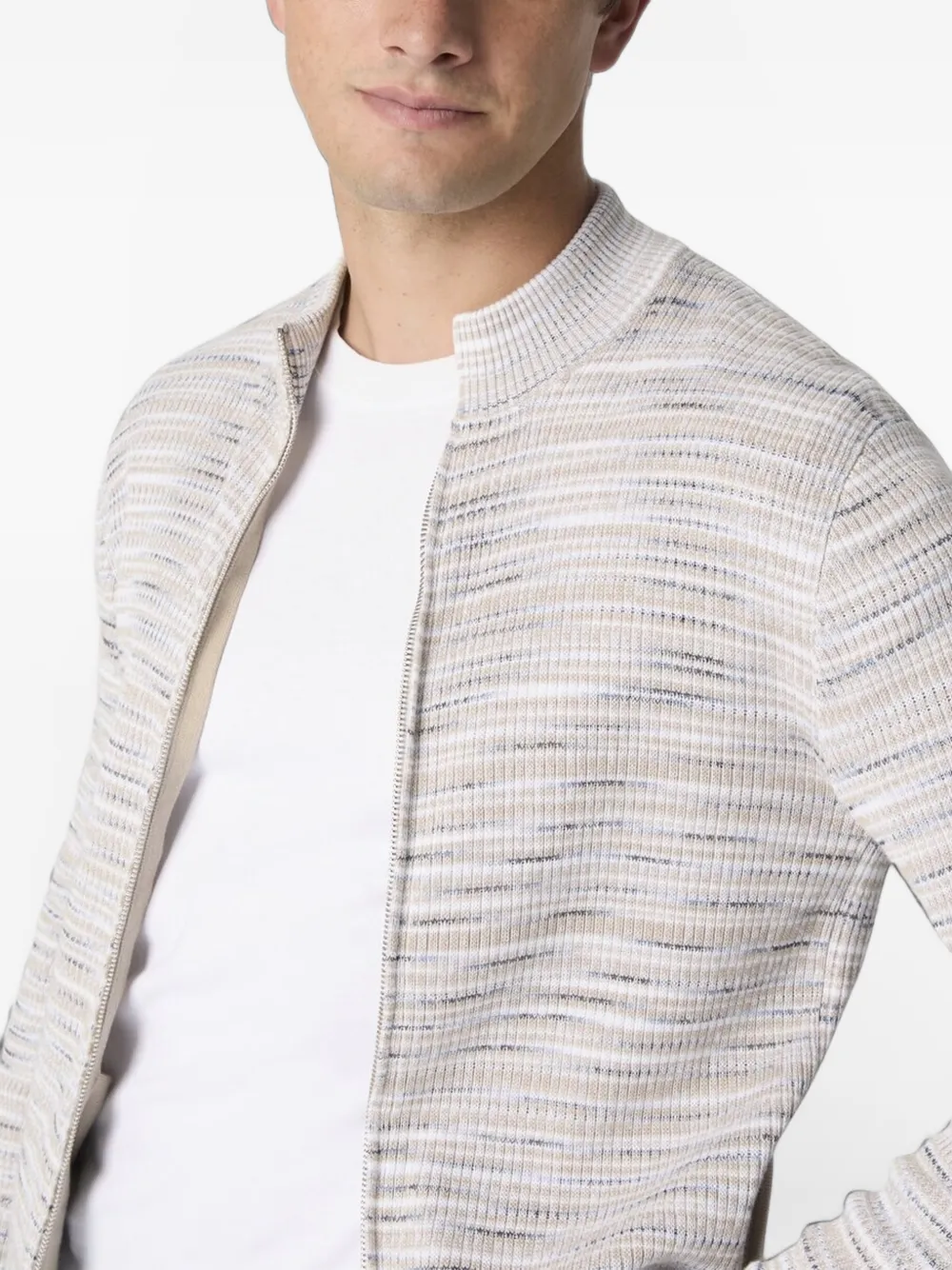 Missoni Geribbeld vest met rits Beige